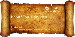 Mohápp Lídia névjegykártya